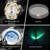 OUPINKE Moon Phase Men's Watches Tungsten steel Dalendar Sapphire Automatic Mechanical Watch 50m Waterproof Luminous Wristwatch 5