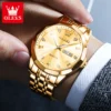OLEVS Men‘s Watches Gold Original Quartz Wristwatch Waterproof Luminous Watch for Male Rhombus Mirror Date Week Luxury Dress 3