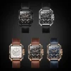 OLEVS Luxury Brand Men's Watches Square Large Dial Waterproof Quartz Watch Male Chronograph Calendar Leather Strap Original 6