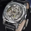 LONGLUX automatic watch retro style wholesale mechanical wristwatches skeleton carve waterproof leather no logo mens watch 1