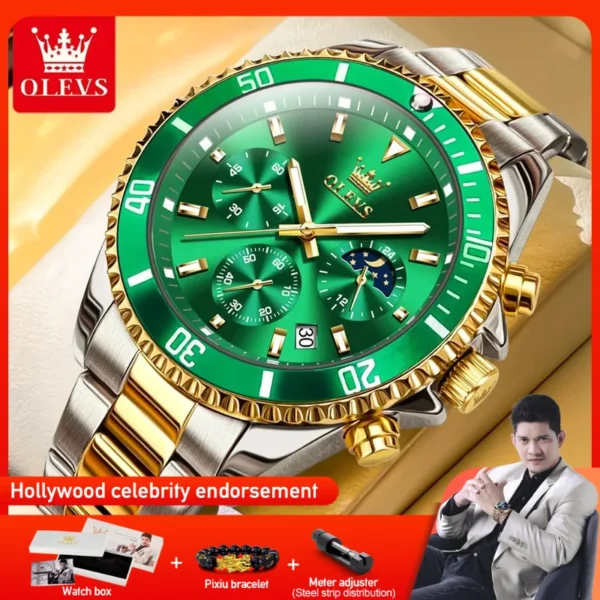 OLEVS 2870 Mens Watch Original Fashion Waterproof Luminous Quartz Wristwatch Strap Sport Date Clock Male Freebie Reloj Mens Gift 1