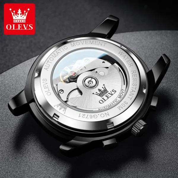 OLEVS 6721 Moon Phase Skeleton Men's Automatic Mechanical Watch Waterproof Weekly Calendar Original wristwatch Luminous Watch 2