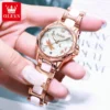 OLEVS Luxury Brand Butterfly Dial Women Automatic Mechanical Watch Ceramic Strap Waterproof Fashion Ladies Watches Relojes Mujer 1