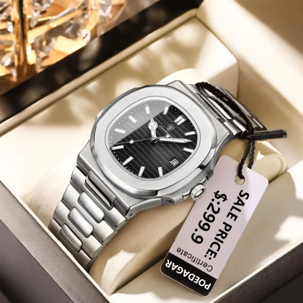 POEDAGAR Top Luxury Brand Man Watch Sports Waterproof Luminous Date Men Wristwatch Square Dial Quartz Men's Watches High Quality 2