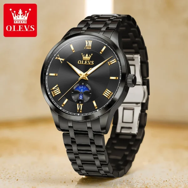 OLEVS 3638 Fashion Business Men's Watches Waterproof Date Quartz Watch Original Luminous Simple Brand Stainless Steel Wristwatch 2