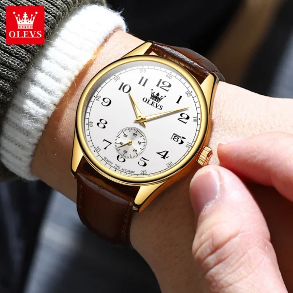 OLEVS Certified Original Brand Men's Quartz Watches Calendar Waterproof Double Needle Luminous Male Wristwatch Business Watch 2