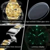 OLEVS Watches For Men Classic with Date Dress Luxury Big Face Waterproof Luminous Men's Wrist Watch Stainless Steel Men Watch 6
