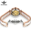 OUPINKE NO:3211 Women Watch Ceramic Strip Waterproof Bracelet Watch Box Set Automatic Mechanical Watch Hollow Deer Diamond Dial 2