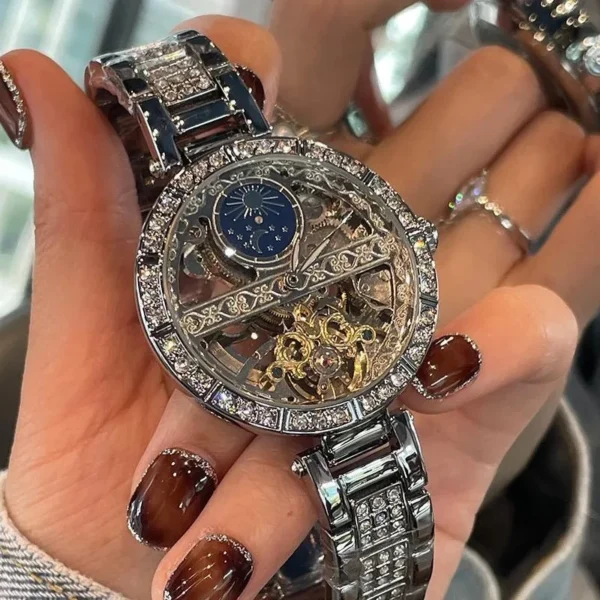 Office Ladies Business Work Cut Out Mechanical Watch Elegant Ladies Diamond Plaster Watch Banquet Accessories Jewelry by ￼   Jewelry Family Store (106 Pieces Sold) 1
