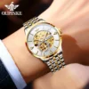 OUPINKE 3308 Skeleton Fashiona Original Mens Watch 50m Waterproof Imported Movement Automatic Mechanical Watch Brand Wrist Watch 3