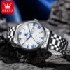 OLES Minimalist Business Men's Watches Roman Scale Waterproof Quartz Watch Solid Stainless Steel Strap Original Genuine Watch 3