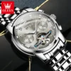 OLEVS Top Luxury Brands Men's Watches Waterproof Fully Automatic Mechanical Watch Year Month Day Hollow out Design Male Watch 2