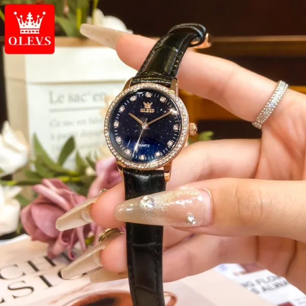 OLEVS Original Brand Fashion Women's watches Starry Sky Dial Quartz Watch for Ladies Elegant Waterproof Bracelet Gift Box Set 2