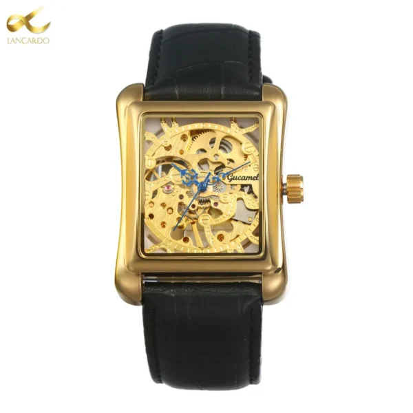 LANCARDO Men's Automatic Mechanical Watches Man's Clock Reloj Relogio Masculino Male Leather Strap Wristwatch Simple Watch 1