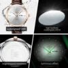OLEVS Fashion Business Brand Original Men Watches Leather Strap Trend Week Calendar Quartz Watch Luminous Waterproof 43mm Dial 5