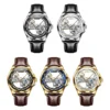 OLEVS Men's Watches Automatic Mechanical Watches Waterproof Leather Strap Top Luxury Men Wristwatch Luminous Gift Box Watch Men 5
