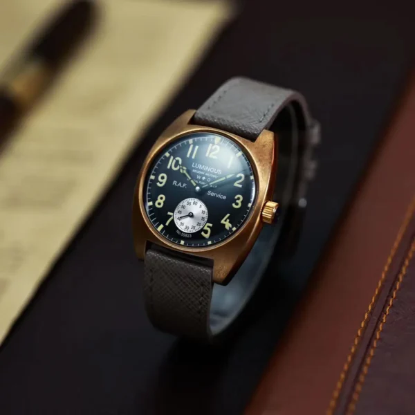 NEW Seizenn W10 WW2 Field Watch Retro Arrow Pilot Watch Men Mechanical Manual Hand Wind Luminous Merkur CUSN8 Bronze Turtle Case 2