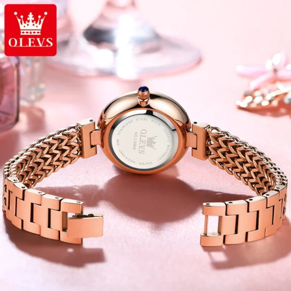 OLEVS Luxury Brand Lady Quartz Watch Waterproof Elegant Stainless Steel Strap Women's Watches Diamond Dial Original Wristwatch 2
