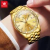 OLEVS Top Brand Atmospheric Men's Watches Fashion Diamond Gold Watch Fully Automatic Mechanical Watch Week Calendar Waterproof 3
