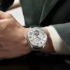 (Full Automatic Mechanical Watch) Men's Multifunctional Watch, Cut Out Perspective Small Plate, Roman Numeral Scale Dial, No Battery Required 4