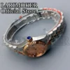 LARIMOKER 26MM ladies mechanical watch masonry index gold rose gold sunburst dial Sapphire Glass two-toneStainless band 6