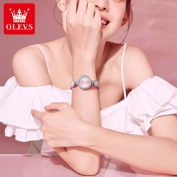 OLEVS Fashion Brand Women's Watches Lucky Word for Good Luck Quartz Watch Waterproof Diamond Luxury Calendar Original Wristwatch 1