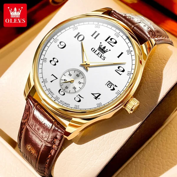 OLEVS Certified Original Brand Men's Quartz Watches Calendar Waterproof Double Needle Luminous Male Wristwatch Business Watch 1