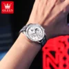 OLESV Original Brand Fashion Men's Quartz Watches Nylon Strap Moon Phase Chronograph Male Watch Calendar Trendy Authentic Watch 3