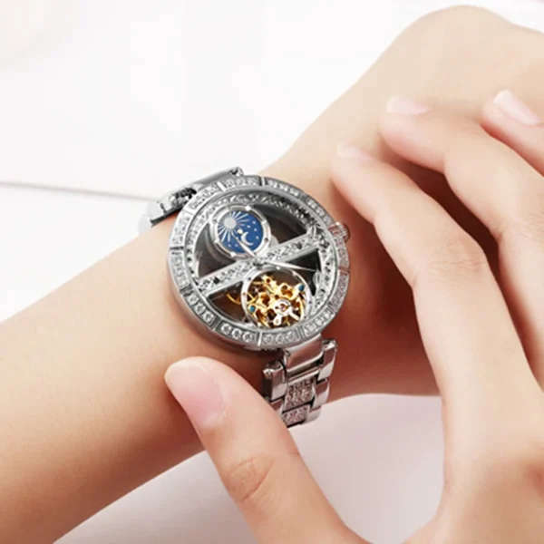 Ladies Watch Automatic Woman Luxury Fashion Waterproof Watch for Women Watches Skeleton Tourbillon Mechanical Clock Relogio New 1