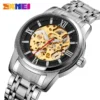 Skmei Reloj Hombre Luxury Automatic Watch Men Hollow Dial Mechanical Watches For Mens Fashion Stainless Steel Band Clock 1