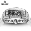GELATU Top Brand Men's Watches Full Automatic Wristwatch for Man Hollow Mechanical Flywheel Date Week Waterproof Luminous 4