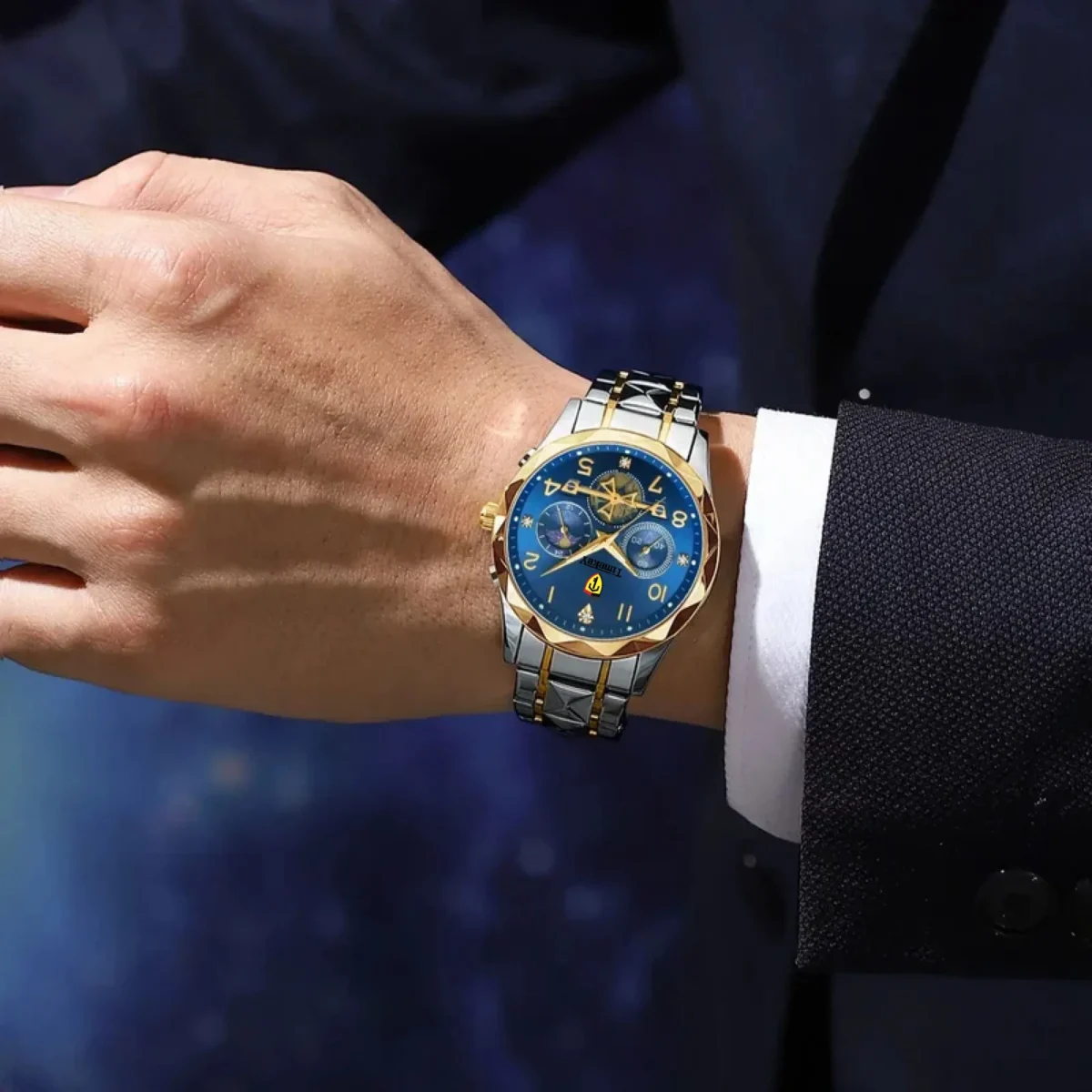 Luxury Watch for Man Sports Leather Men Quartz Watch Waterproof Luminous Chronograph Men's Watches Male Clock Reloj+box 5