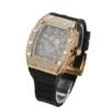 THE BLING KING Sqaure Dial Quartz Watch Full Rhinestones Iced Out Wrist Watches With Black Belt For Men Women Fashion Gift 6