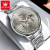OLEVS Moon Phase Men's Watch Simple Casual Original Fashion Quartz Watch for Men Waterproof Luminous Stainleess Steel Wristwatch 2
