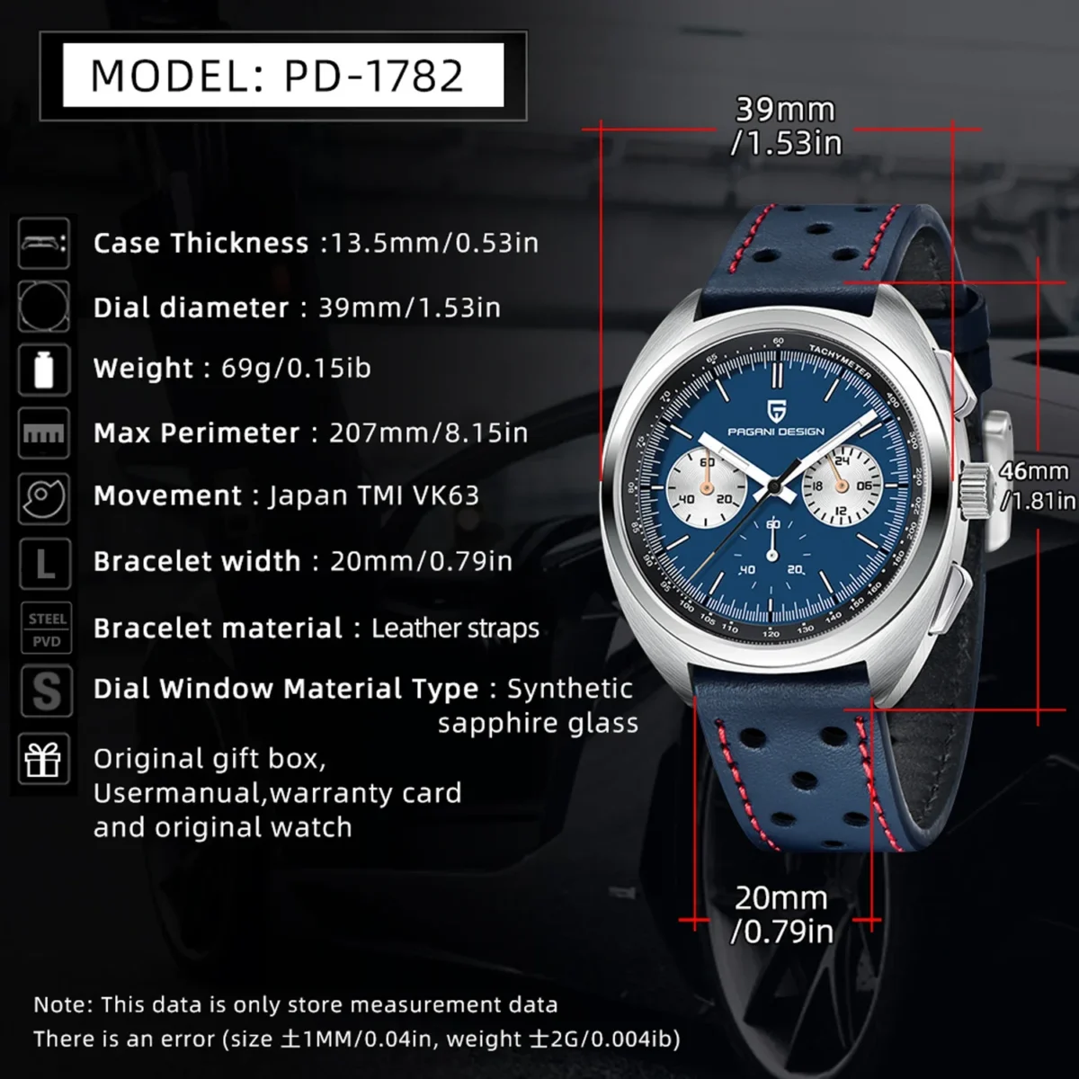 PAGANI DESIGN 2024 Retro Luxury Men's Watches Sports Chronograph VK63 Quartz Watch For Men AR Sapphire Waterproof Leather Clock 6