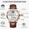 LIGE Business Watch Men Fashion Leather Military Waterproof Men's Quartz Wristwatches Casual Sports 24 Hour Moon Phase Watch Men 4