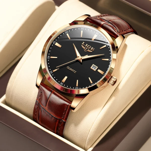 LIGE Military Watch For Men Fashion Business Watch Men Casual Leather Sport Waterproof Men's Quartz Wristwatches Reloj Hombre 1
