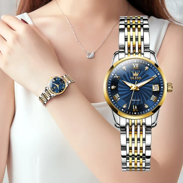 2025 New OLEVS Luxury Ladies Watch Women Waterproof Steel Strap Wrist Watches Top Brand Automatic Mechanical Clocks Relogio 1