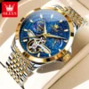 OLEVS Luxury Brand Men's Watches Luminous Waterproof Fully Automatic Mechanical Watch Starry Sky Dial Moon Phase Hollow Out 1