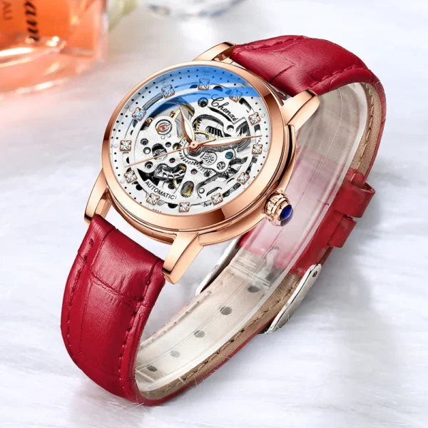 NEW CHENXI Women Automatic Mechanical Watch Brand Luxury Stainless Steel Waterproof Wrist Watch Ladies Skeleton Tourbillon Clock 2