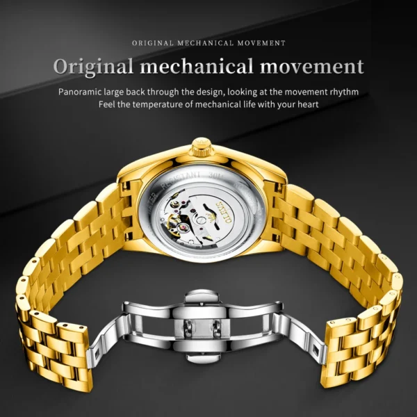 OLEVS Top Brand Atmospheric Men's Watches Fashion Diamond Gold Watch Fully Automatic Mechanical Watch Week Calendar Waterproof 2