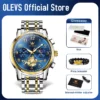 OLEVS brand2900 Men's Watches Stainless Steel Calendar Moon phase Watch Chronograph Big Dial Men's Wristwatches Original 2
