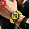OLEVS Top Brand Original Fashion Men's Watches Multifunctional Silicone Adhesive Tape Quartz Watch Luminous Calendar Wristwatch 3