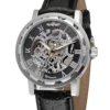 WINNER Fashion men's and women's watches black and silver hollow design creative dial leather strap automatic mechanical watches 2