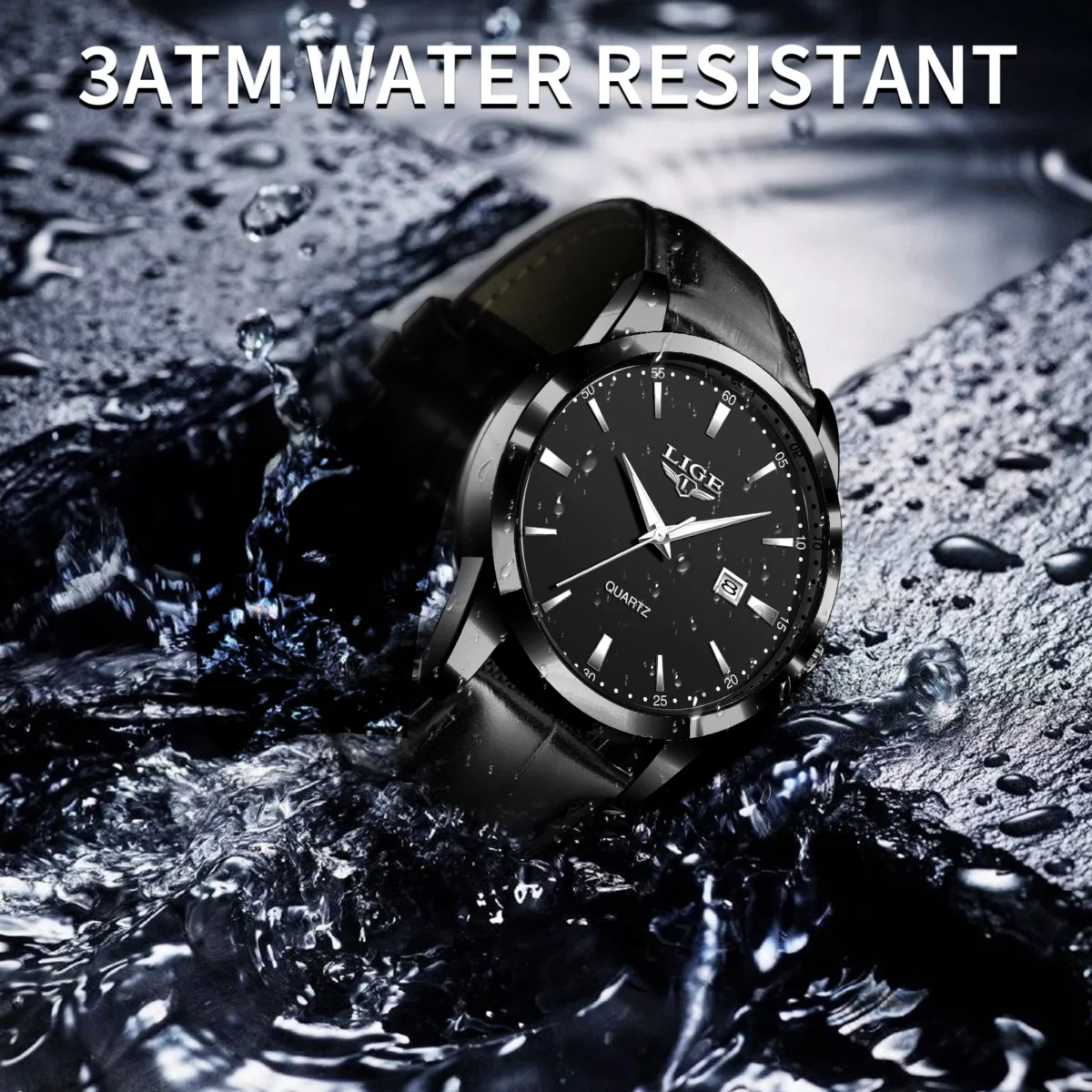 LIGE Classic Wrist Watches For Top Brand Luxury Business Date Waterproof Luminous Stainless Steel Men Quartz Wristwatch+Box 2