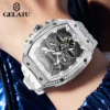 GELATU Top Brand Men's Watches Full Automatic Wristwatch for Man Hollow Mechanical Flywheel Date Week Waterproof Luminous 3