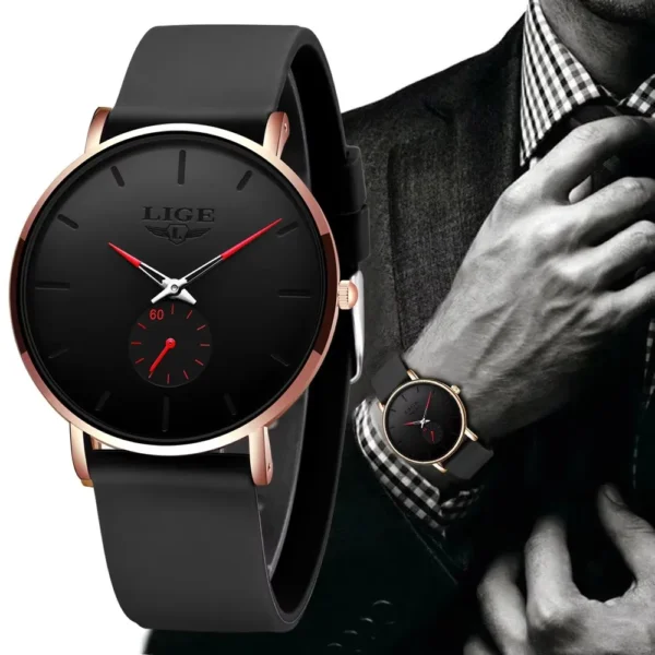 LIGE New Fashion Mens Watches Top Brand Luxury Sports Waterproof Simple UltraThin Quartz Watch Man Clock Relogio Masculino+Box 1
