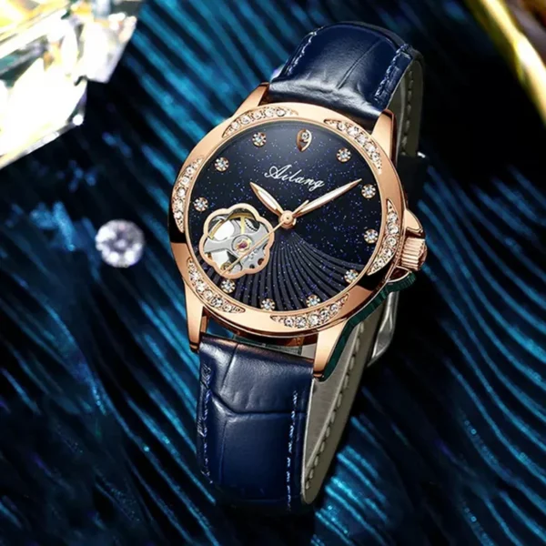 AILANG Women's Wrist Watch Original Luxury Watches For Ladies Waterproof Leather Automatic Mechanical Woman Wristwatch Rose Gold 2