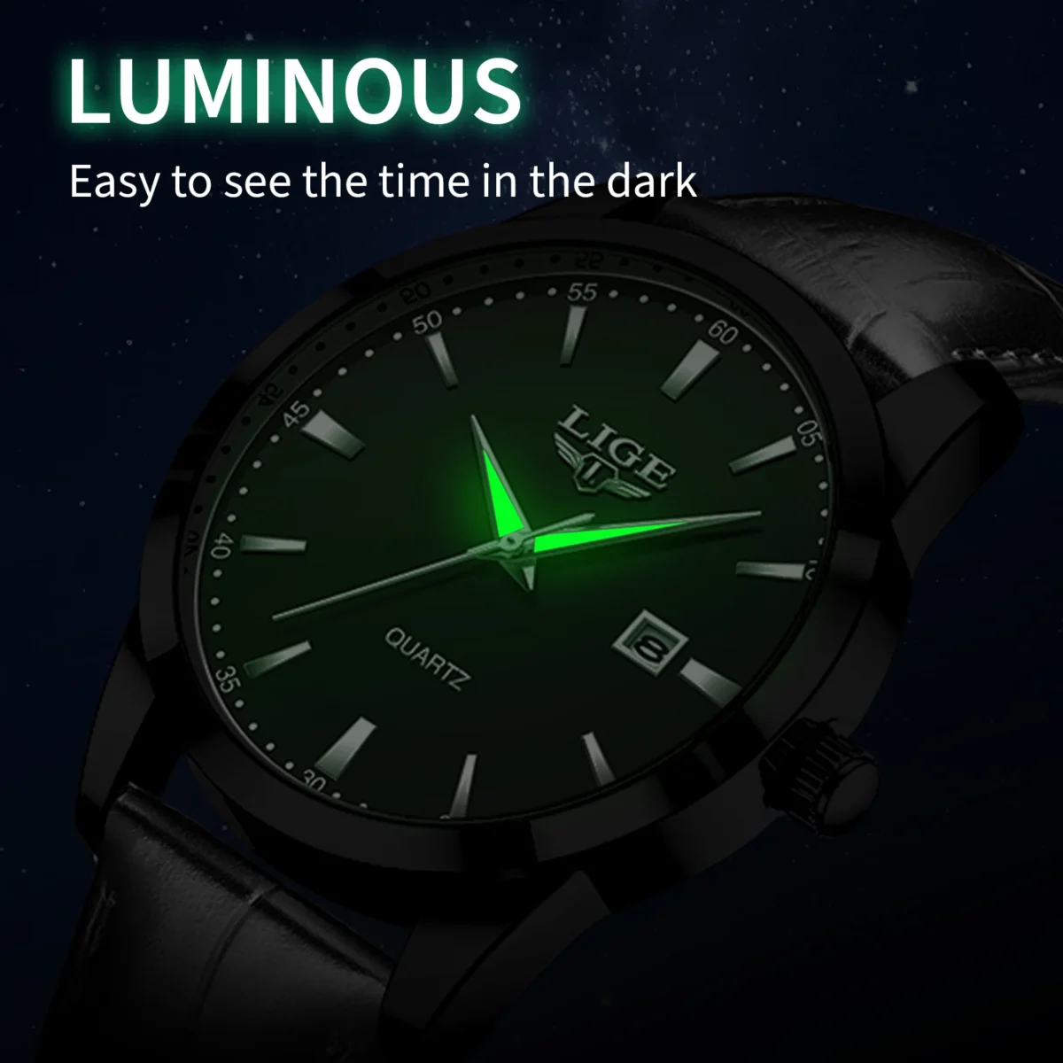 LIGE Classic Wrist Watches For Top Brand Luxury Business Date Waterproof Luminous Stainless Steel Men Quartz Wristwatch+Box 3