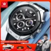 OLEVS 9911 Mens Watch Original Quartz Watch Waterproof Watch For Man Moon Phase Silicone Strap Multifunctional Chronograph Watch 1